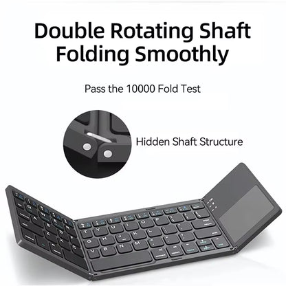 Mini Folding Keyboard Bluetooth Wireless Portable Universal Foldable Keyboard with Touchpad for Windows Android IOS Tablet Ipad