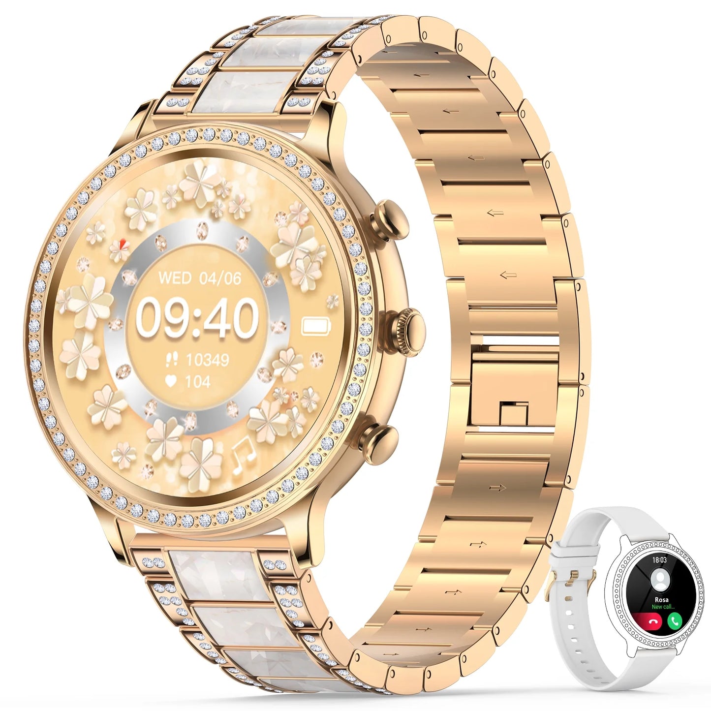 Women'S Smart Watch Calling Watch Android Smart Watch with Call, Text and Camera Smart Watch for Android Devices, Gold