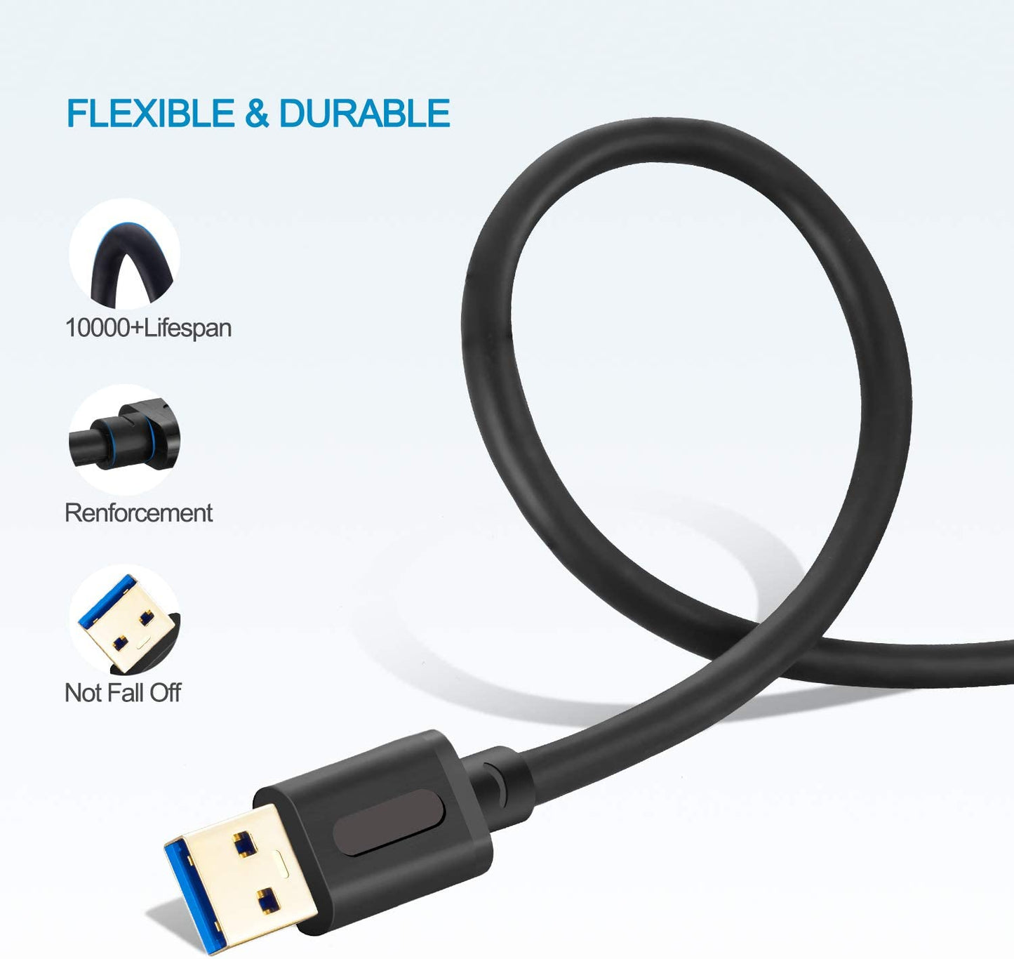 USB 3.0 a to a Male Cable 25Ft,Usb to USB Cable USB Male to Male Cable USB Cord with Gold-Plated Connector for Hard Drive Enclosures, DVD Player, Laptop Cooler(25Ft/8M)