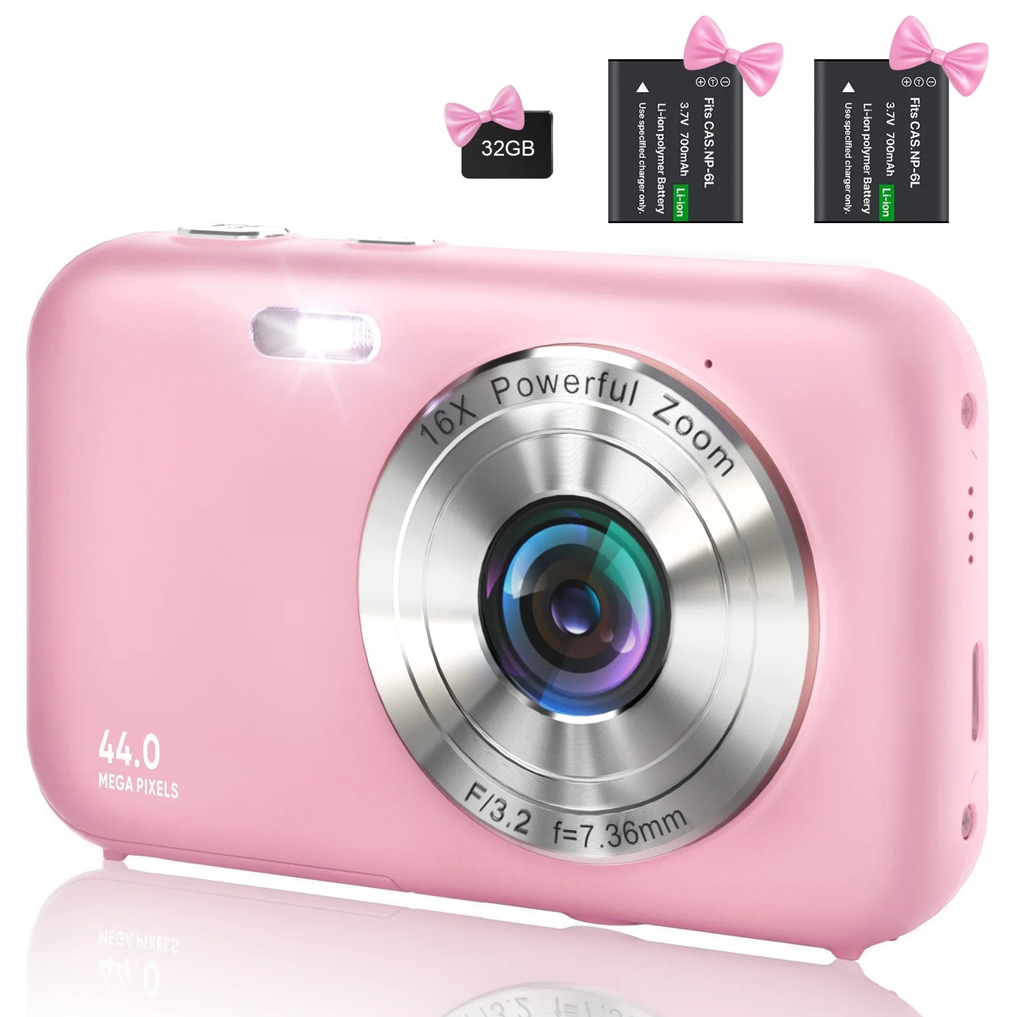 Digital Camera 1080P Kids Camera 16X Digital Zoom Portable Small Camera Point and Shoot Camera Mini Digital Camera for Teens Kids Seniors with 32GB Card(Pink)