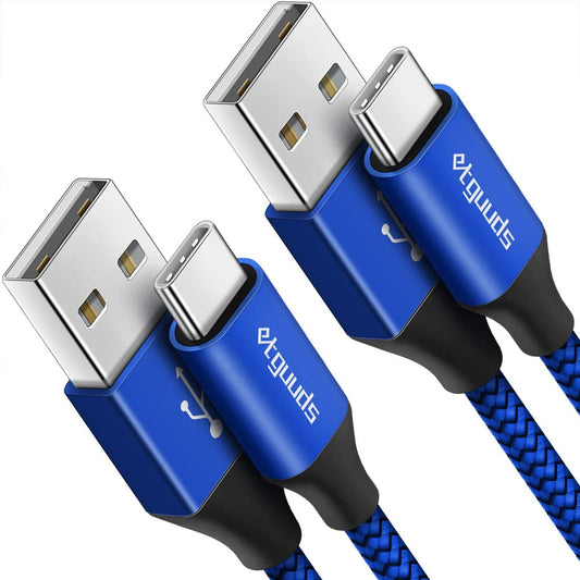 Extra Long USB C Cable [15Ft, 2-Pack],  Fast Charge 15 Feet USB a to USB Type C Cable 2.0, Super Durable Nylon Braided USB-C Charger Charging Cord - Blue