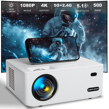 5G Wifi Projector with Bluetooth, Native 1080P, Full HD Movie Projector for Outdoor Movies,220" Display Projector 4K Home Theater