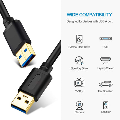 USB 3.0 a to a Male Cable 25Ft,Usb to USB Cable USB Male to Male Cable USB Cord with Gold-Plated Connector for Hard Drive Enclosures, DVD Player, Laptop Cooler(25Ft/8M)