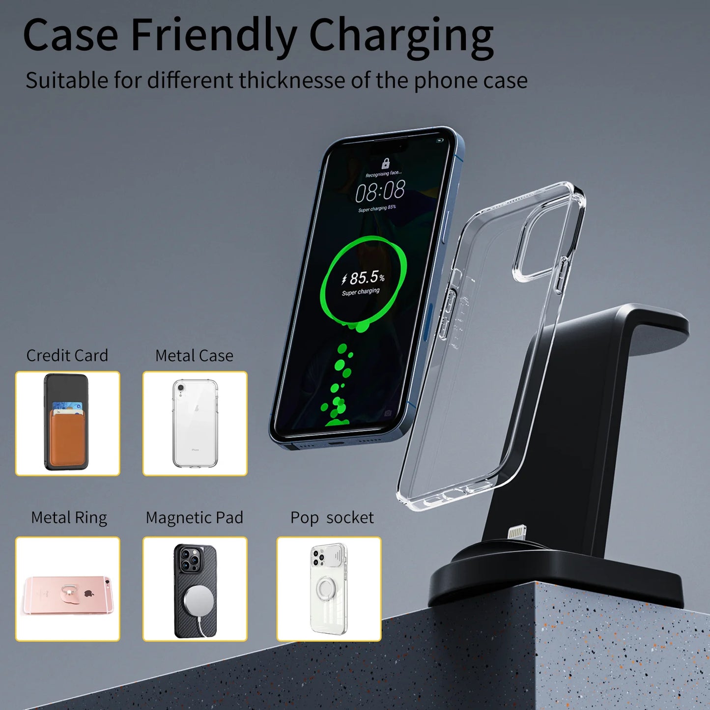 Charging Station for Apple Multiple Devices, 3 in 1 Fast Charging Dock Stand for Iphone 14 Pro Max/13/12/11/X/8 plus and Airpods 1/2/3/Pro, Wireless Charger for Apple Watch Ultra/8/7/6/Se/5/4/3/2