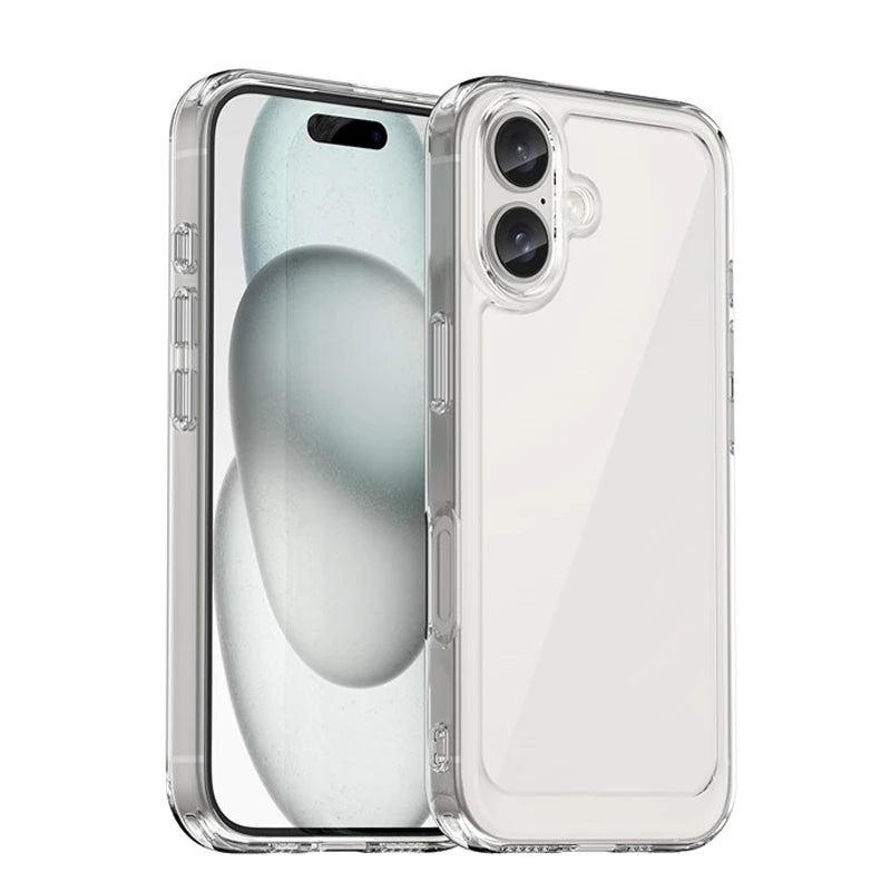 For  16 Case  16 plus Pro Max Cover Luxury Clear PC Shockproof Silicone Protective Phone Back Cover for  16