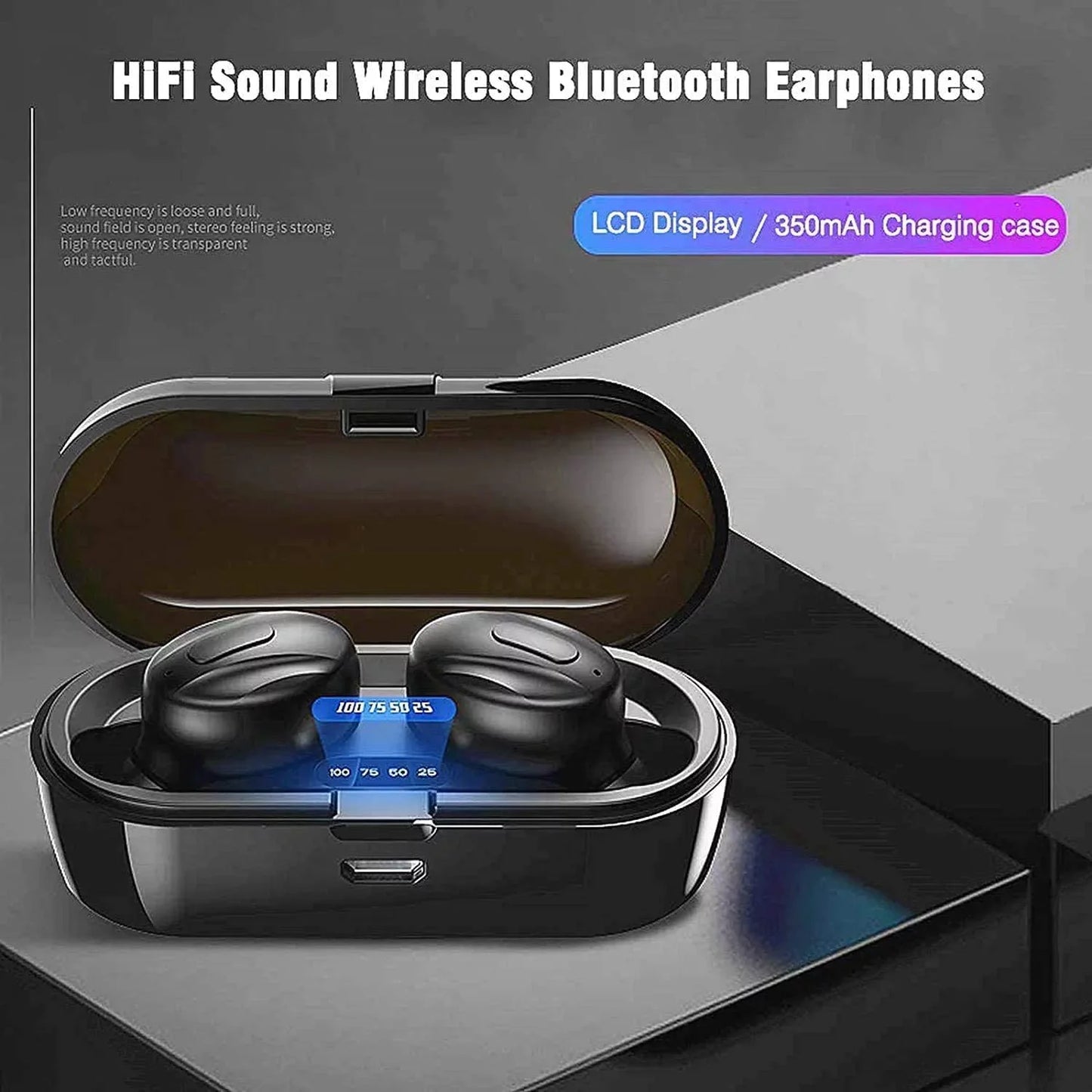 TWS Wireless Earbuds,True Wireless Bluetooth 5.0 Earbuds Built-In Microphone,Ipx5 Waterproof,Stereo Bass Noise Cancelling Earphones Headset with Charging Case